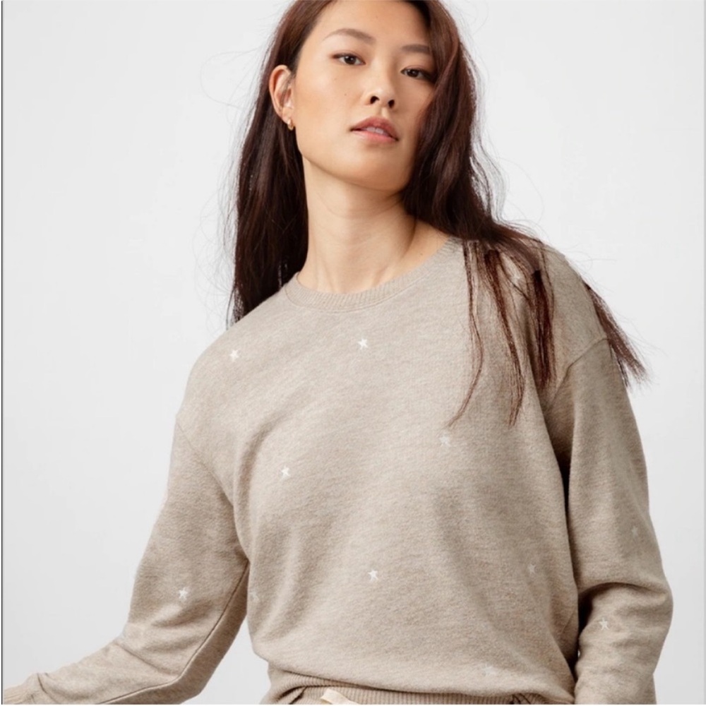 Rails Beige Star Embroidered Knit Sweater